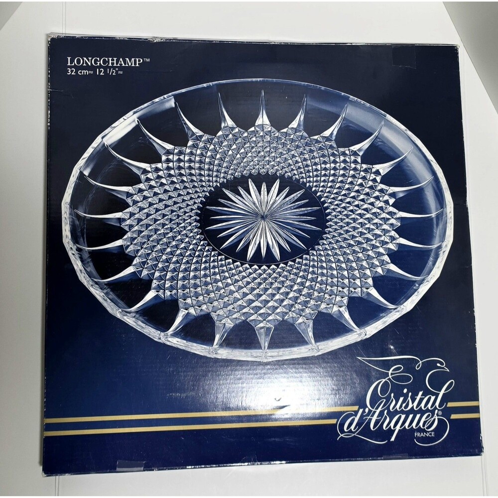New. Vintage Cut Crystal Serving Platter Longchamp Cristal d'Arques France